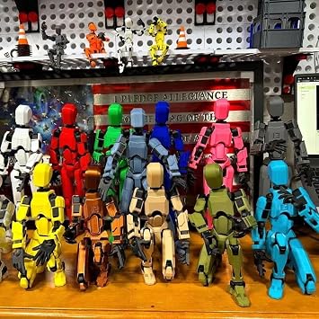 Dumwick Titan13 Action Figure, Lucky Robot 13 Action Figure,3D Printed Multi-Jointed Movable Action Figures,Dummy Robot 13 Figure Creative Gifts for Kids Adults (5pcs)