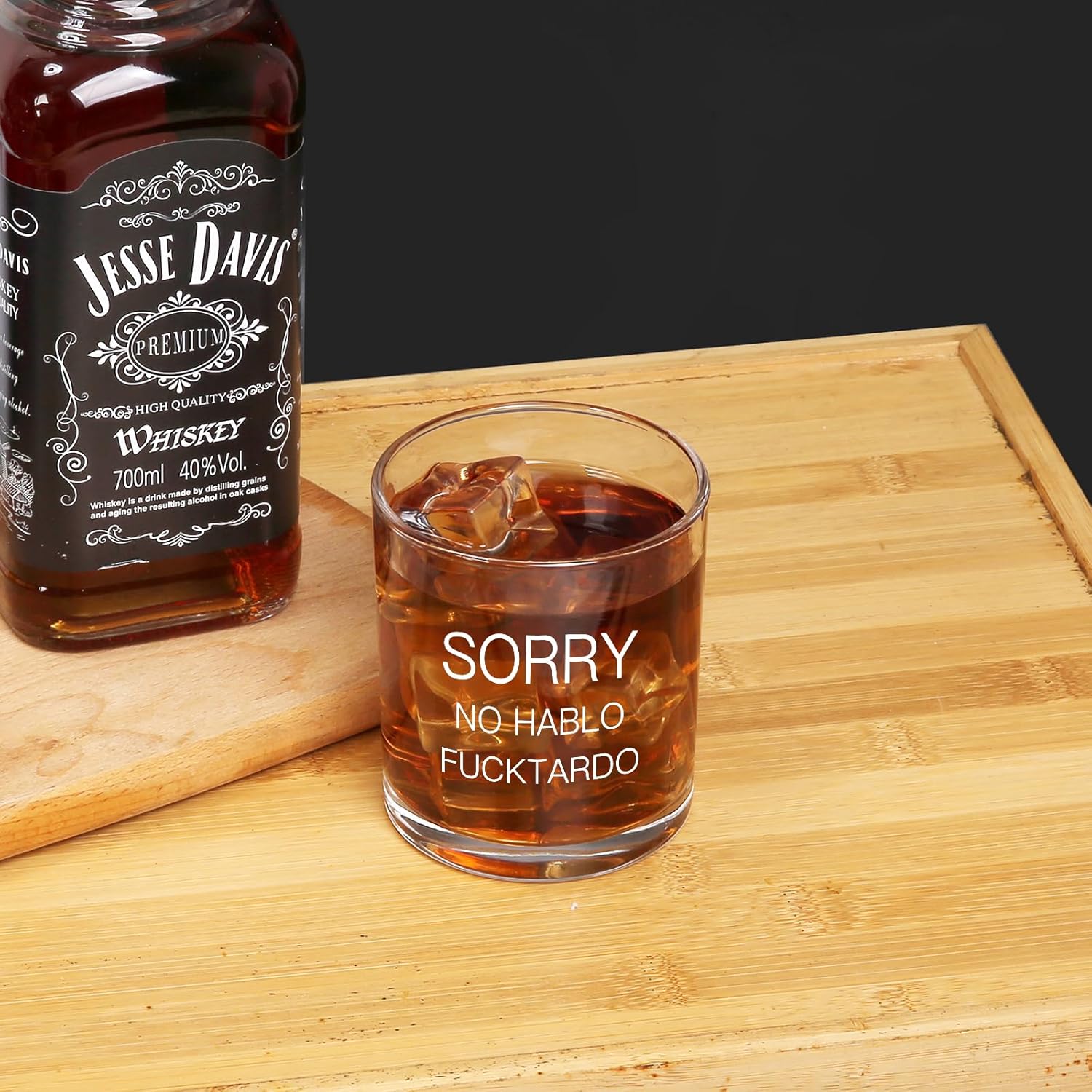 Jogskeor Sorry No Hablo Fucktardo Whiskey Glass 10oz, Funny Gift for Man Woman, Christmas Birthday Gifts for Dad Mom Sister Brother Cowokers Boss Friends
