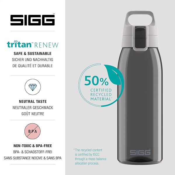 SIGG - Tritan Trinkflasche - Total Color ONE - Für Kohlensäurehaltige Getränke Geeignet - Spülmaschinenfest - Auslaufsicher - Federleicht - BPA-frei - 0.6L / 0.75L / 1L / 1.5L - 3