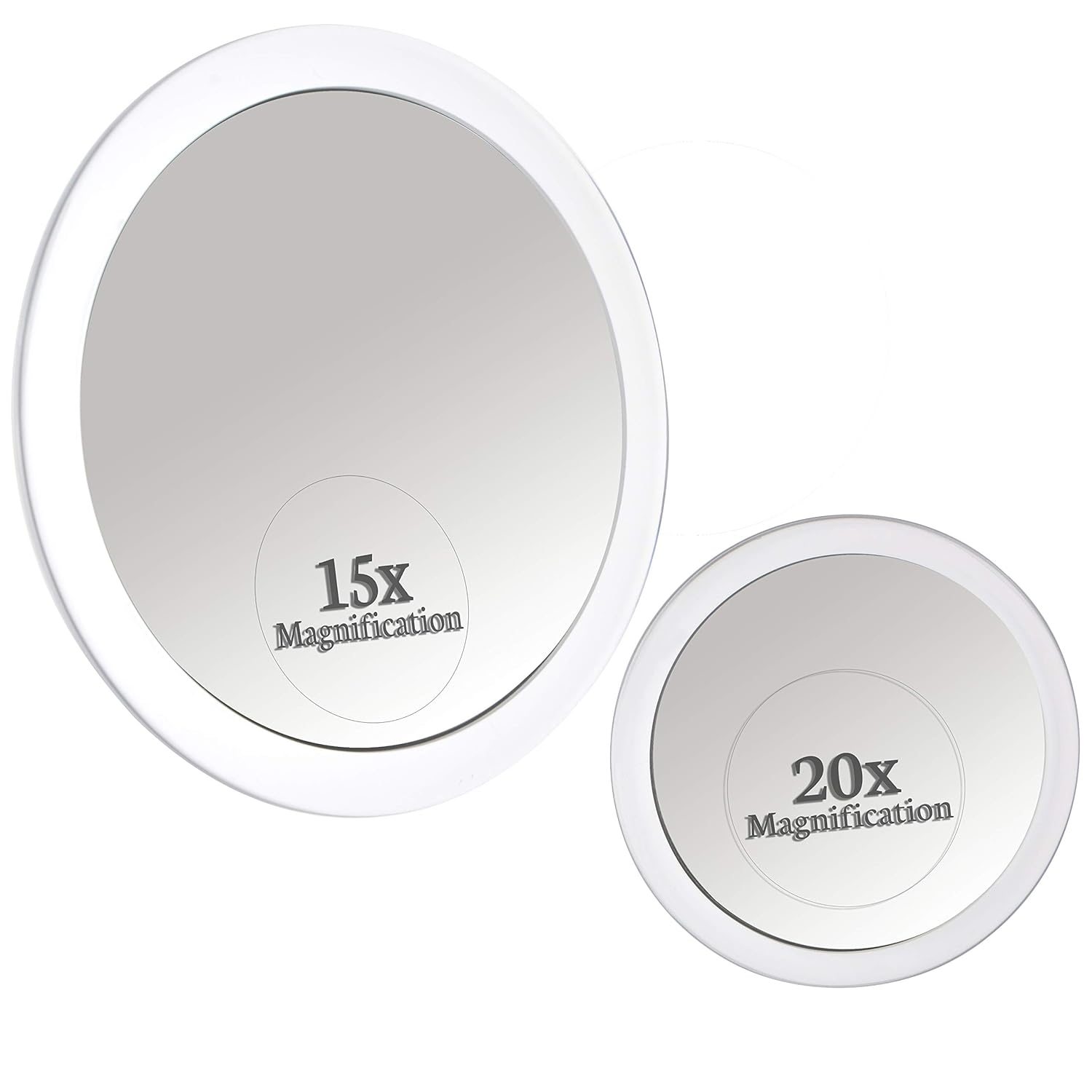 20X & 15X Magnifying Mirror Set Combo with 3 Suction Cups Each - Compact & Travel Ready - 6-Inch & 4-Inch Wide : Beauty & Personal Care