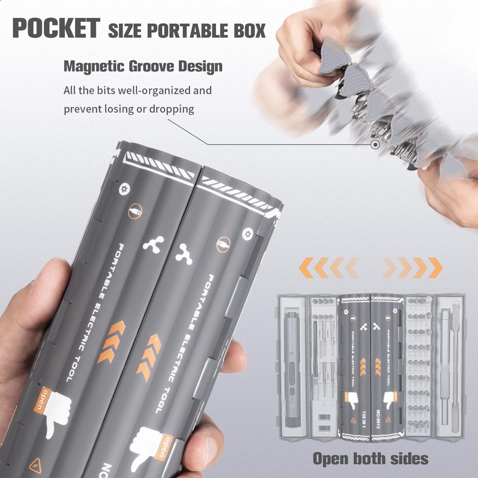 Amazon | 124-in-1精密電動ドライバー LEDライト 充電式