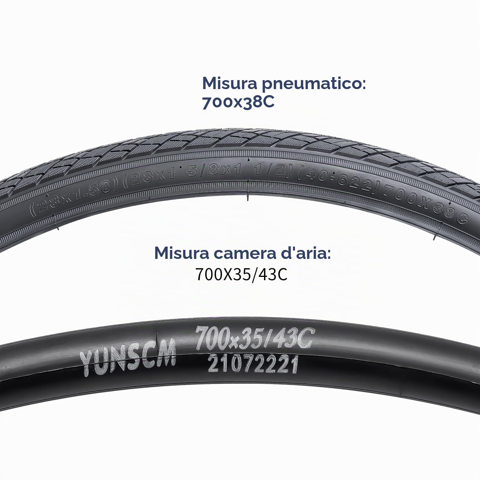 Confezione da 2 pneumatici 700C per bici da strada 700 x 38C (38-622) Plus 2 confezioni 700C tubi per bici 700 x 35/43c AV48 valvola compatibile con pneumatici e tubi da strada 700 x 38C