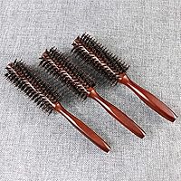 Vista 3 de 2 cepillos redondos para el cabello con cerdas de jabalí, cepillo de pelo rizado para secar, peine desenredante, peine de masaje, herramientas