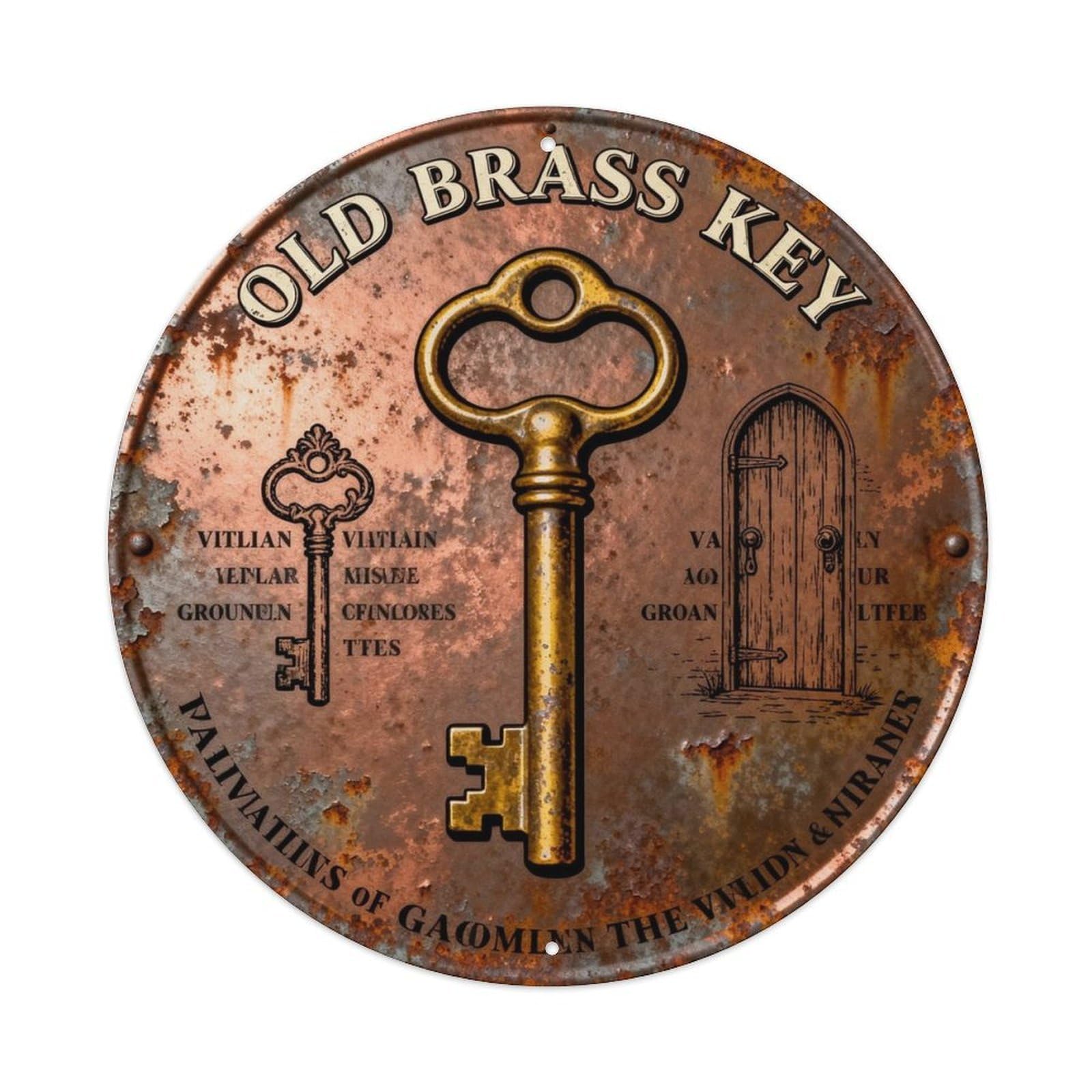 OLD BRASS KEY Metal Tin Sign Plaque