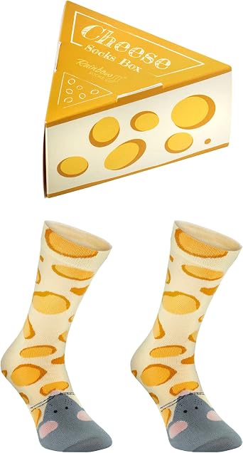 Rainbow Socks - Men Women Novelty Funny Cheese and Mouse Socks Gift 1 Pair