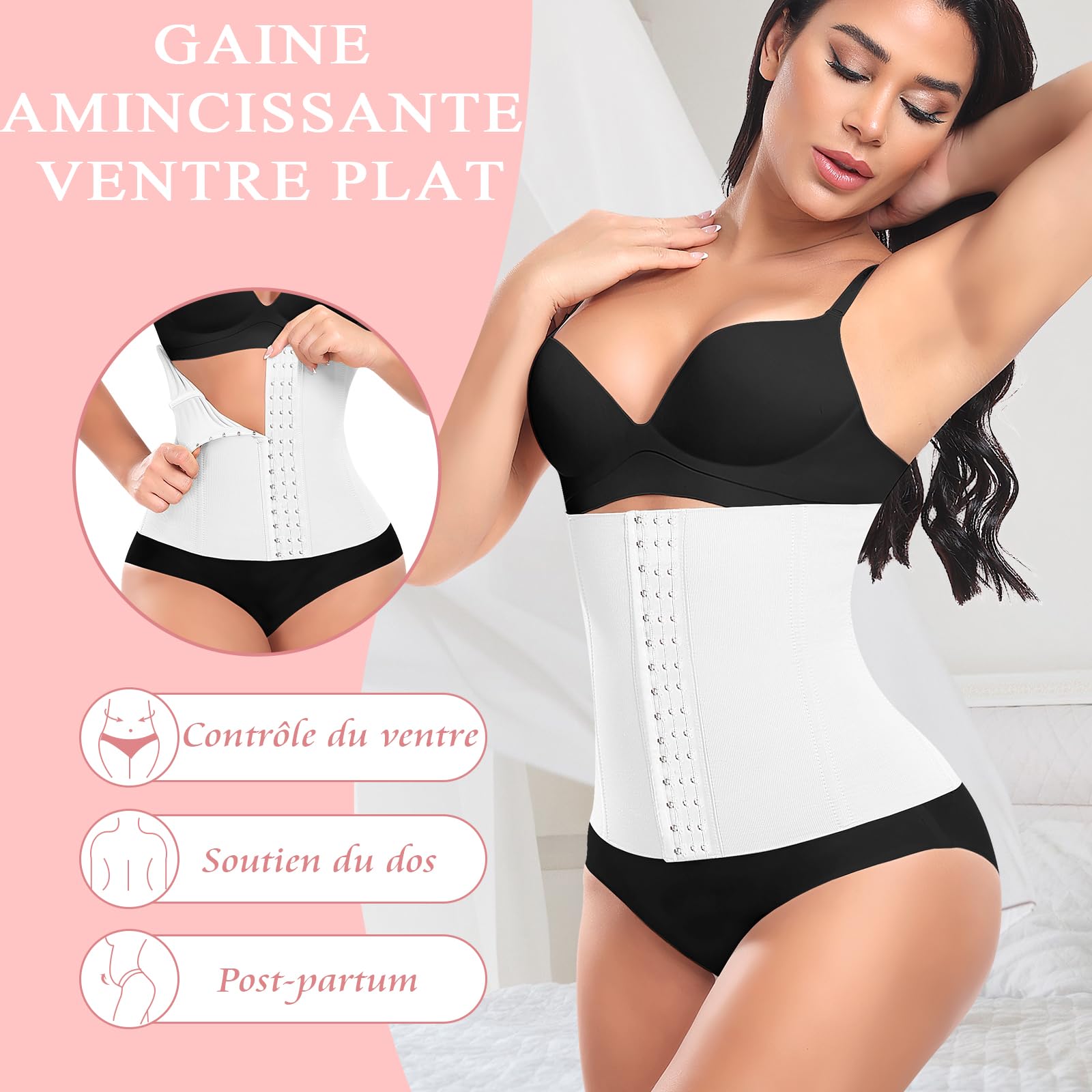Femme Gaine Amincissante Ventre Plat Invisible Corset Minceur Ceinture Amincissante Waist Trainer Post Partum Serre Taille Body Sculptant Invisible Body Shaper Sport Fitness