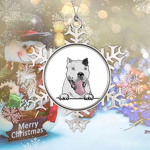 Miniatura 5 de Dogo Argentino - Adornos de Navidad de mastín argentino  Adorno de copo de nieve de Navidad  Acuarela Peeking Dog Mom Pet Snowflake Adorno de metal