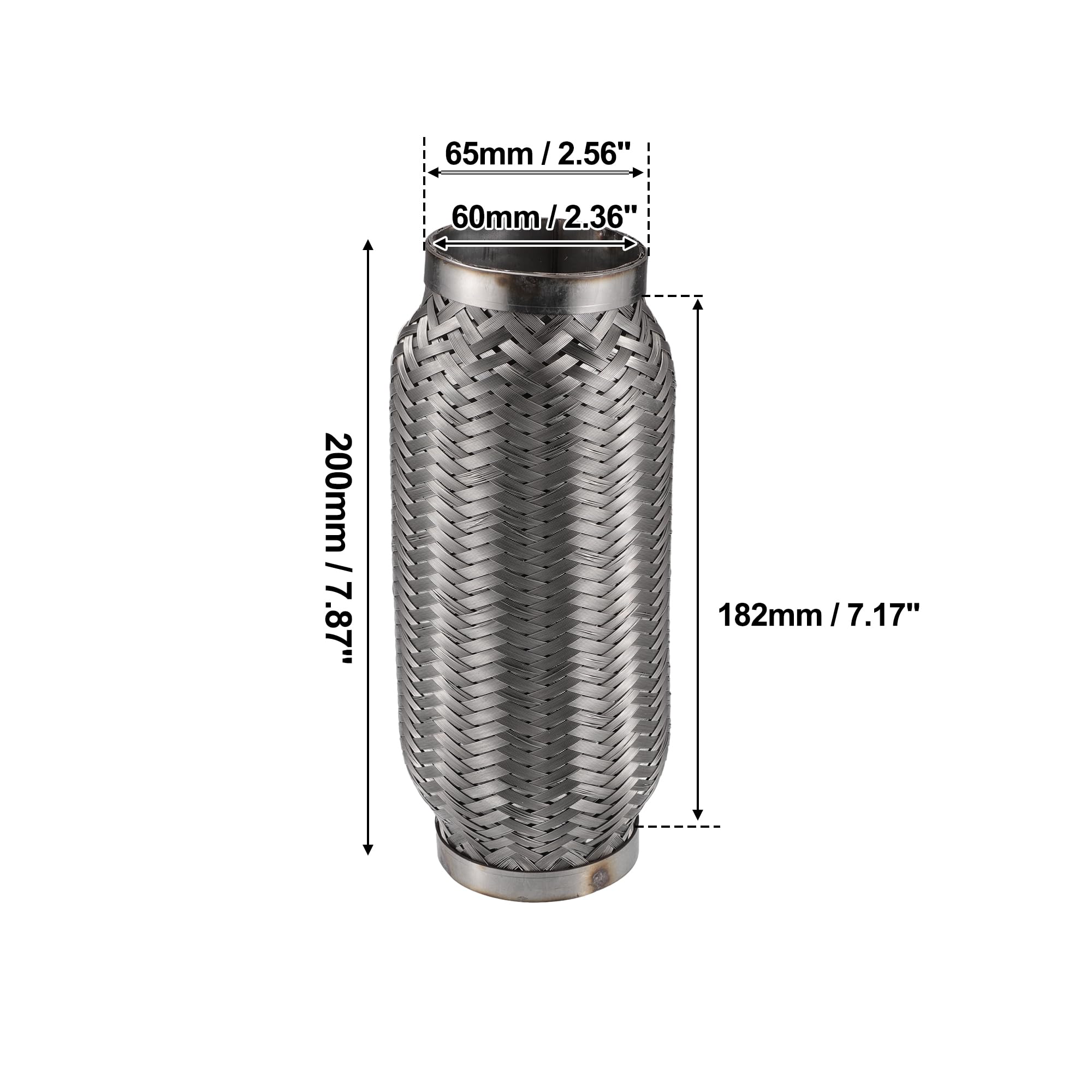QUARKZMAN Tubo Flessibile per Scarico Universale per Auto 60x200mm in Acciaio Inossidabile