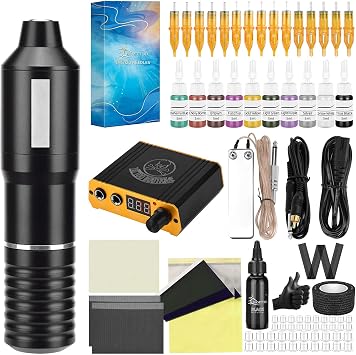 Tattoo Machine Kit Complete Tattoo Gun Kit Cartridge Needle Rotary Tattoo Machine Tattoo Pen Kit for Beginner and Artists