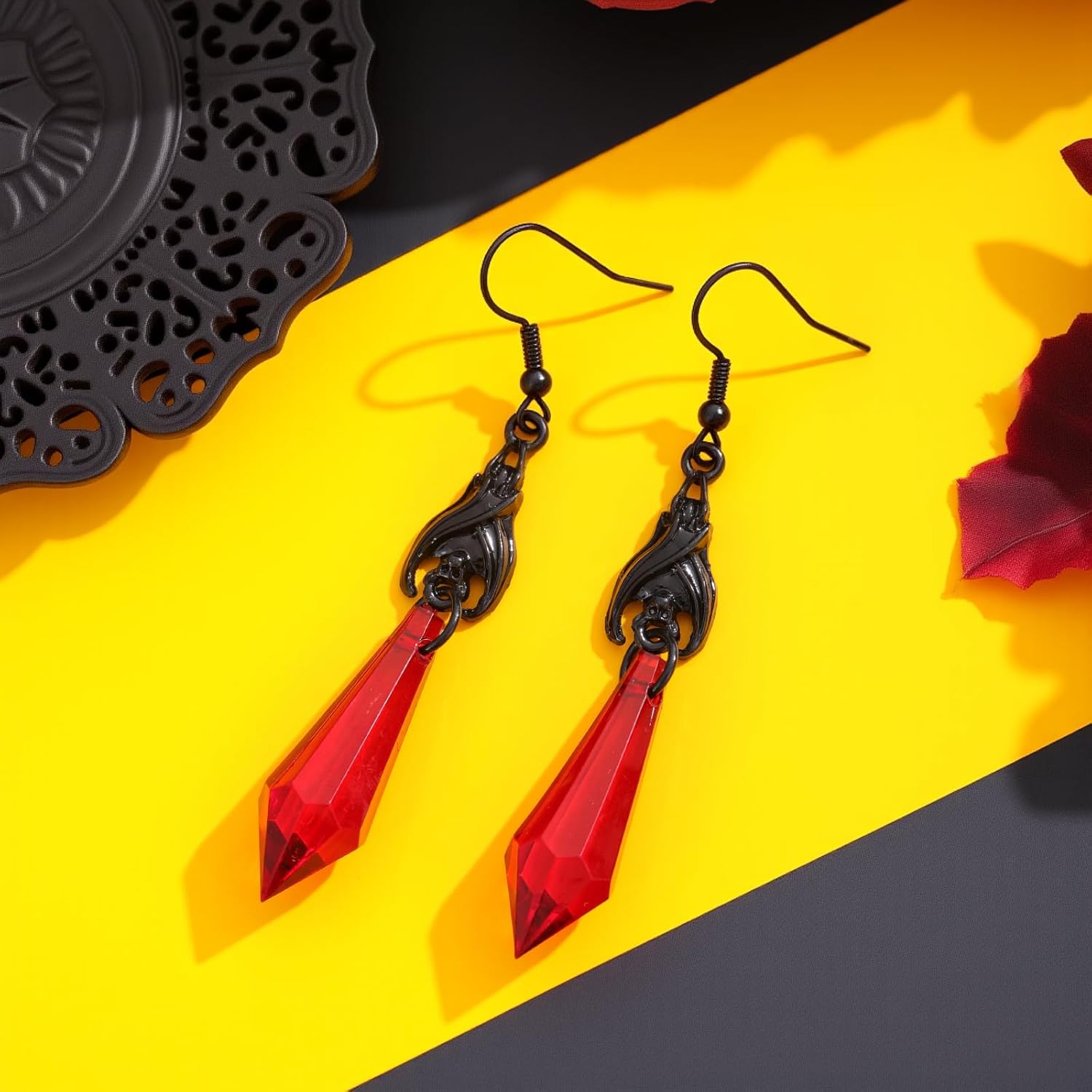 Halloween BOO Ghost Skull Earrings for Women, Gothic Dark Bat Dangle Earrings,Retro Acrylic Cute Lightweight Drop Dangle Earring Jewelry Gifts, Holiday Festive Cosplay Party Decorations Accessories - Image 3