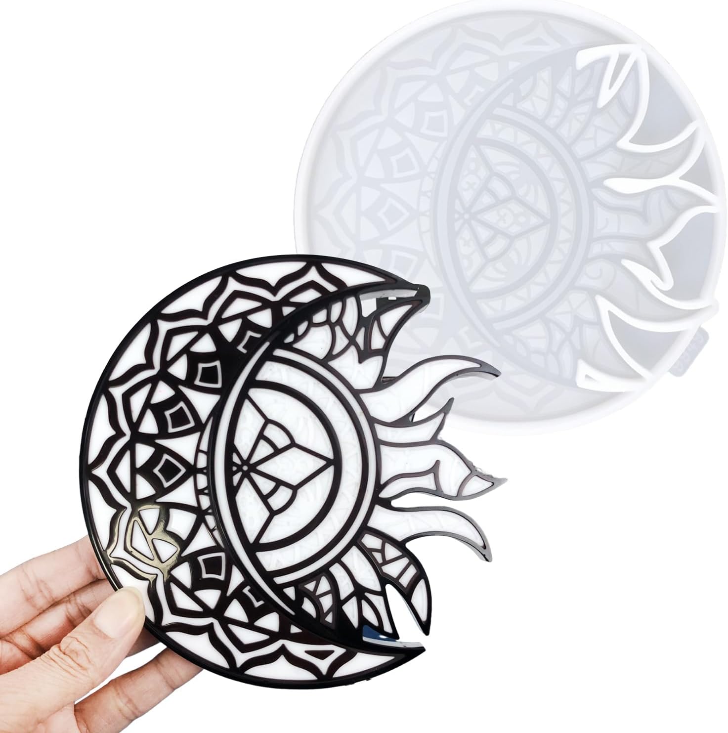 Sun Moon Resin Mold Geometric Wall Hanging Silicone Molds for Epoxy Resin Crescent Sunburst Molds Mandala Casting Mold for DIY Art Crafts Door Cabinets Home Decor