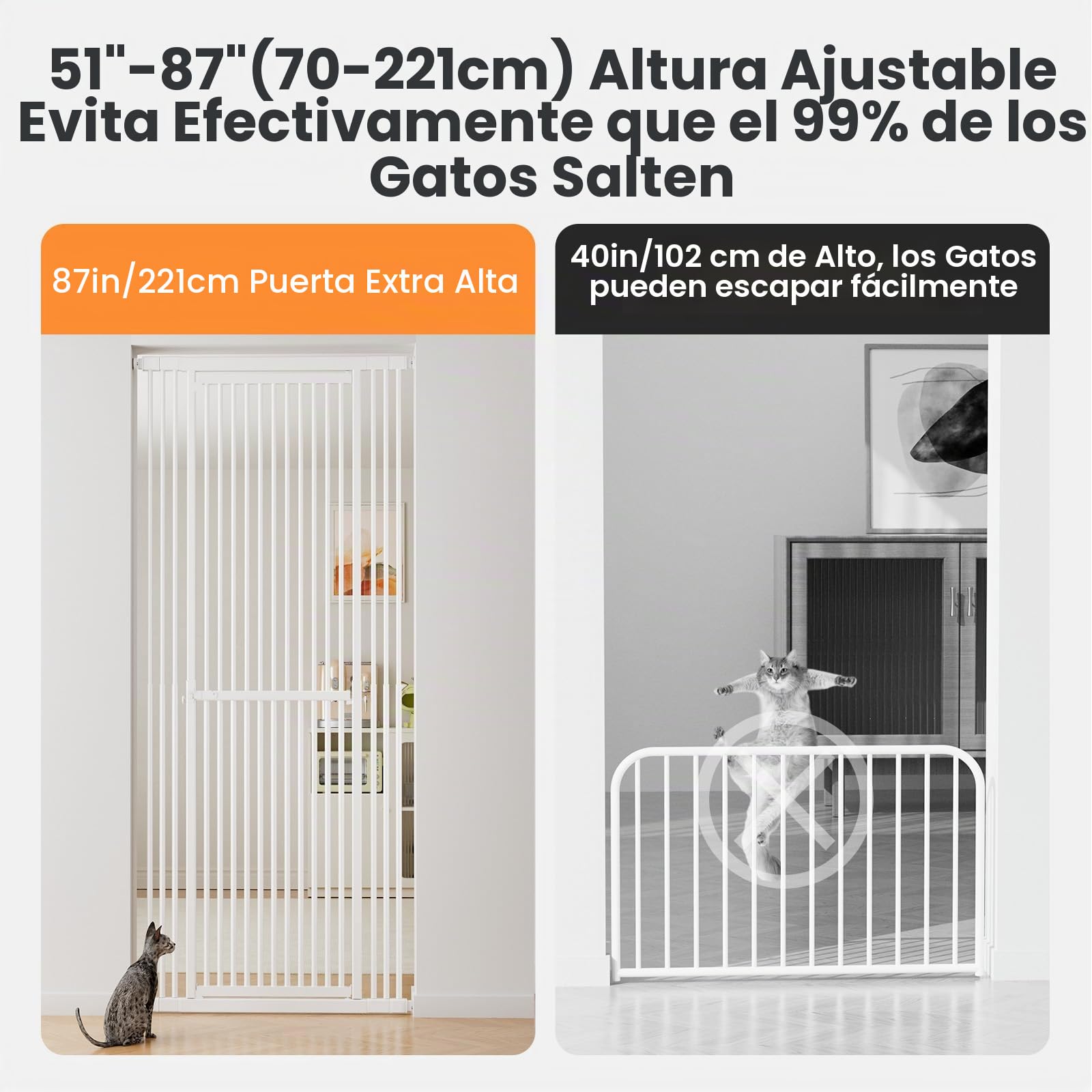 Gardner Pet Puerta Extra Alta para Gatos y Perros,Altura:130-220cm-Blanco