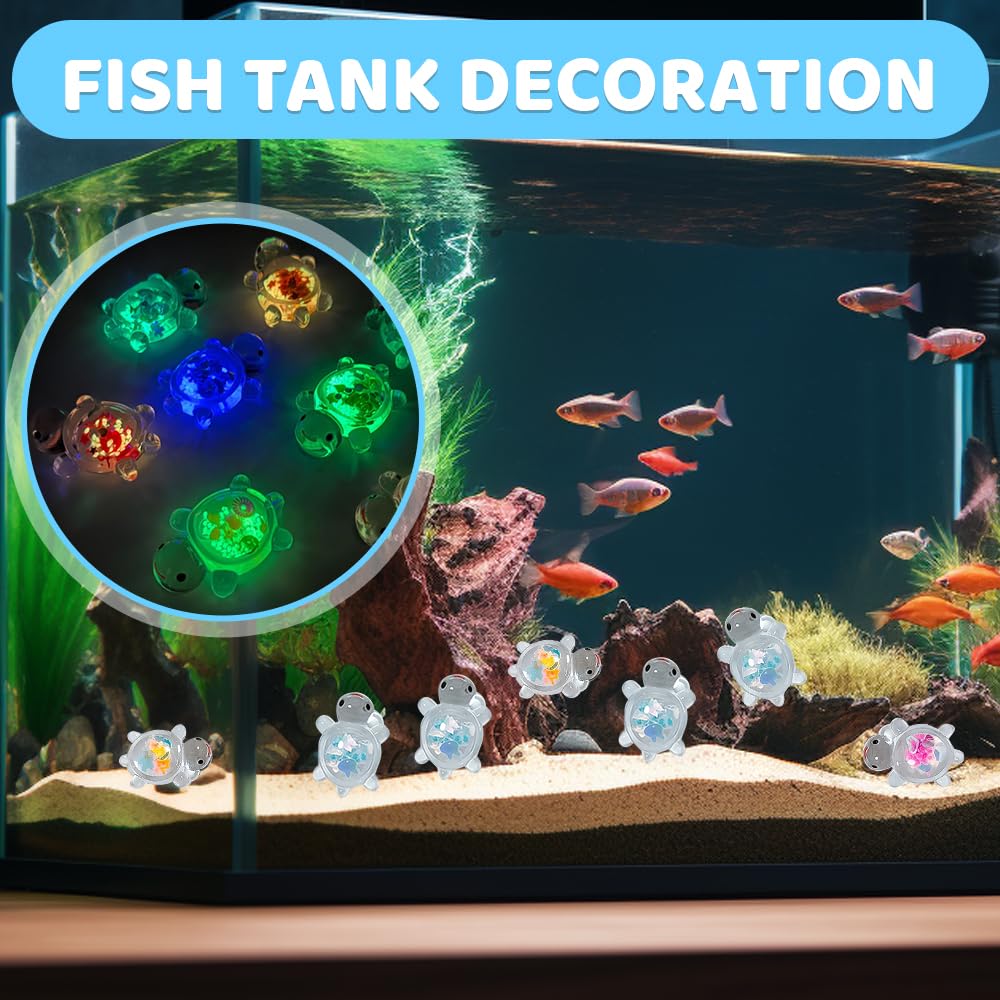 10 Minitortugas Luminosas De Resina, Luz Nocturna, Tortugas, Animales Marinos Brillantes, Decoración Para Jardín, Acuario Y Paisajismo (Transparente – Lentejuelas)