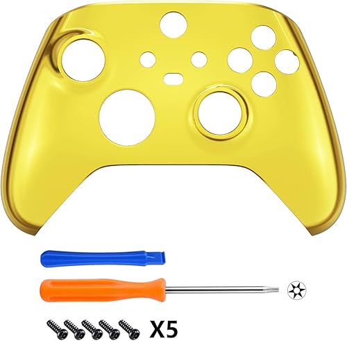 Miniatura 3 de eXtremeRate - Carcasa frontal para Xbox Series X y Xbox S Controller Accesorios personalizados - Controlador no incluido Dorado (Chrome