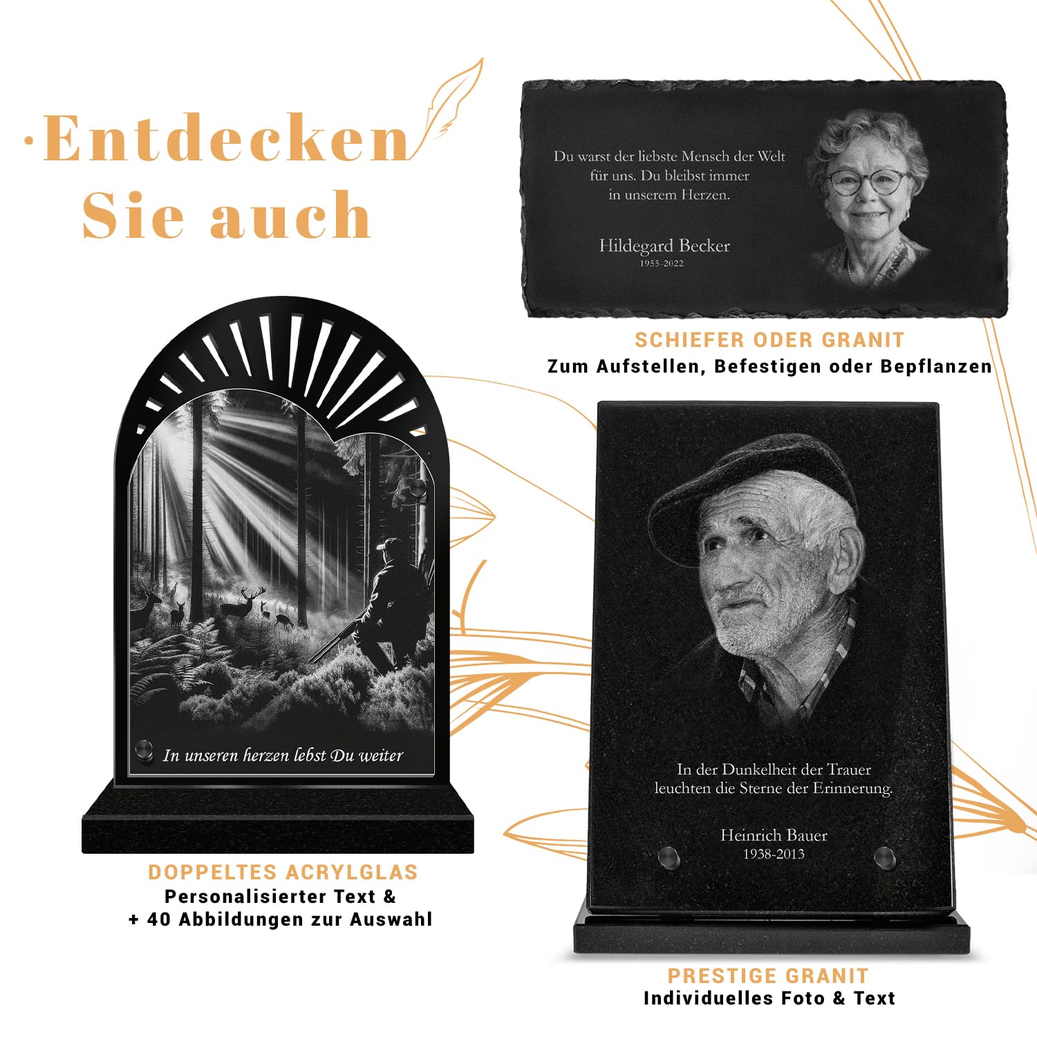 ETERNEL - Personalisierte Grabplatte Buch Boot Foto und Text anpassbar, lasergravierte Grabplatte für Hommage, Grabstein, Toten, Trauer, Beerdigungen