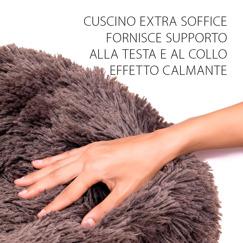 Ferplast Cuccia per Cane da Interno CUDDLY 80, Cuscino Cane, Peluche Morbido, Marrone
