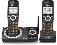 AT&T CL82219 DECT 6.0 Telefone sem fio para casa com secretária eletrônica, bloqueio de chamadas, locutor de identificação de chamadas, interfone e longo alcance, preto