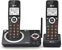 AT&T CL82219 DECT 6.0 Telefone sem fio para casa com secretária eletrônica, bloqueio de chamadas, locutor de identificação de chamadas, interfone e longo alcance, preto