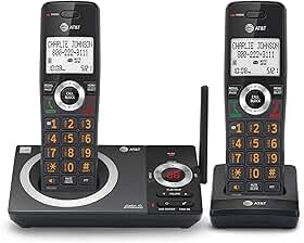 AT&T CL82219 DECT 6.0 Telefone sem fio para casa com secretária eletrônica, bloqueio de chamadas, locutor de identificação de chamadas, interfone e longo alcance, preto