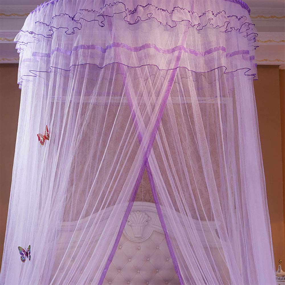 Machine Washable Bed Canopy, Bed Curtain, Round Bed Canopy, for Children Kids(Purple) 2