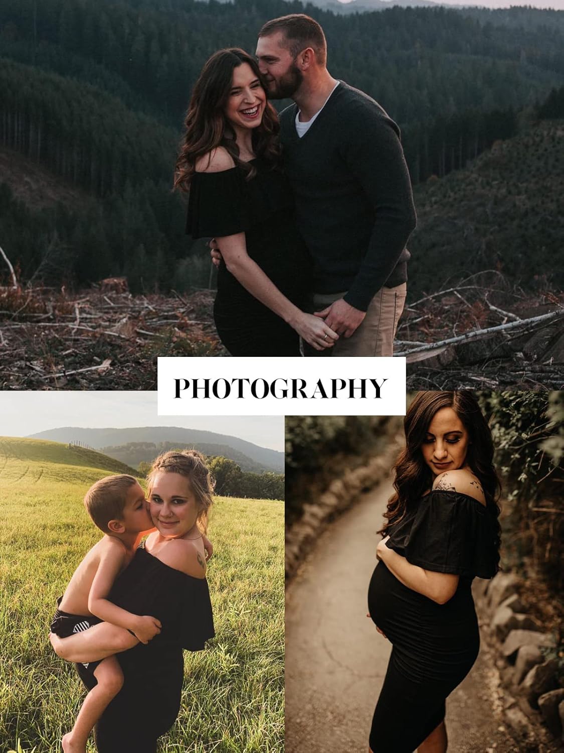 Jezero Women's Maternity Dress Off Shoulder Ruffle Sleeveless Bodycon Dress for Baby Shower - Image 3