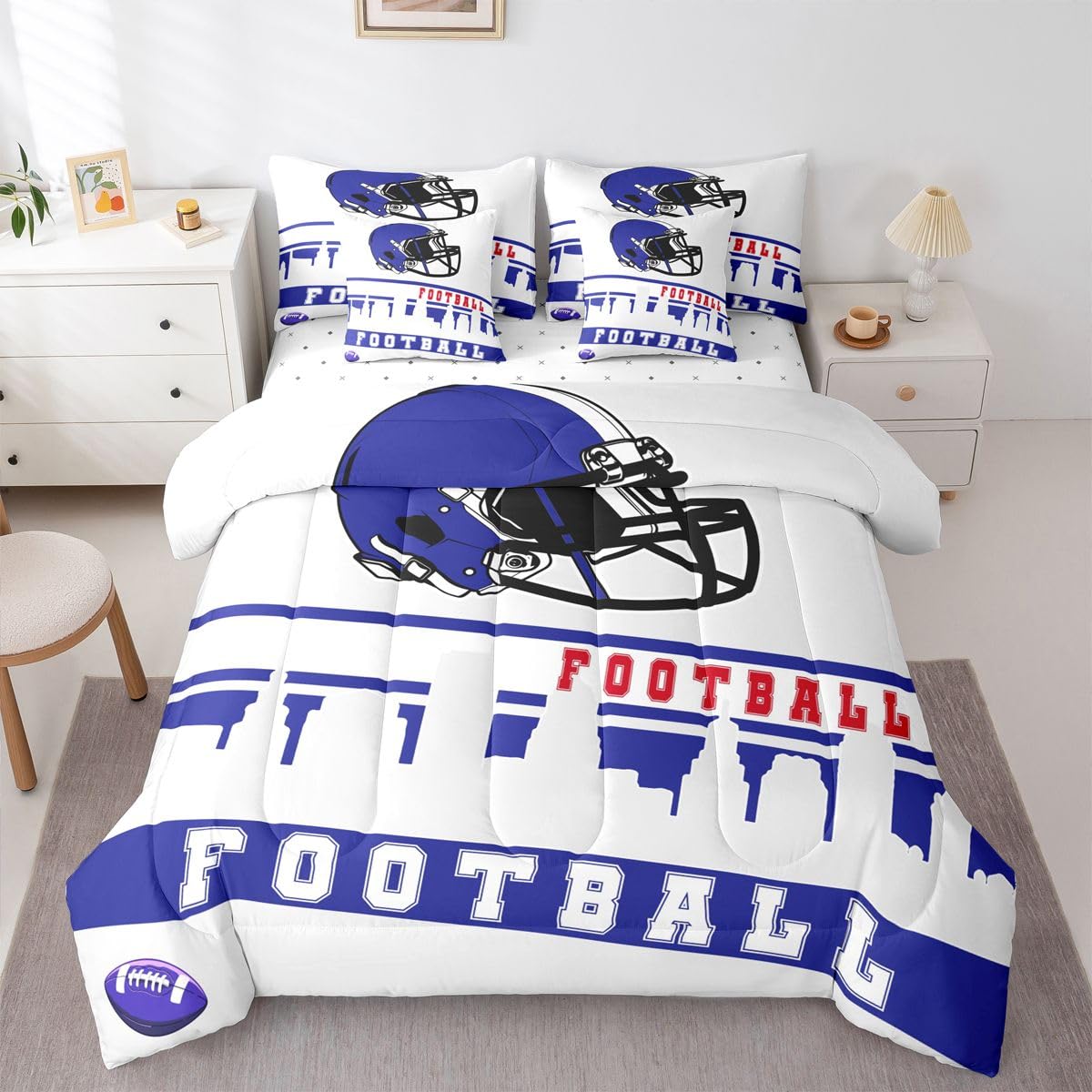 Erosebridal Football 7 Pcs Comforter Set Football City Bedding Queen