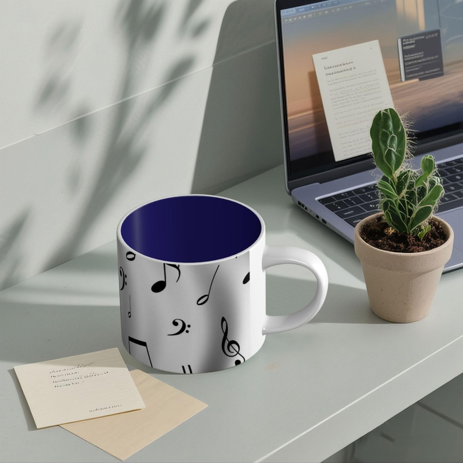 Musica stampata grande capacità tazze in ceramica tazza di caffè