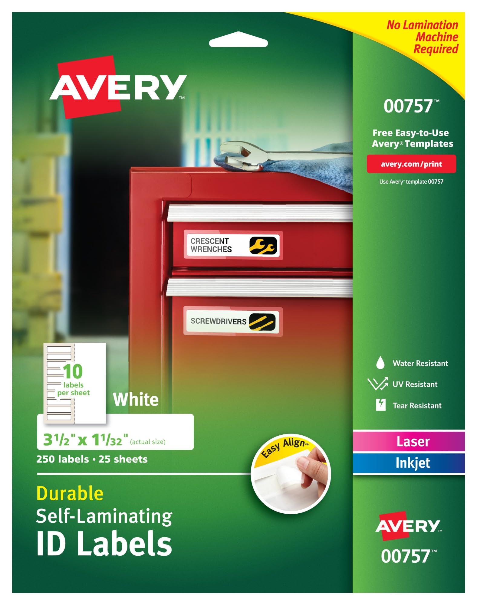 Avery - Etichette autoadesive facili da allineare, confezione da 100, Multi-Colour, 0.51 x 24.13 x 30.48 cm