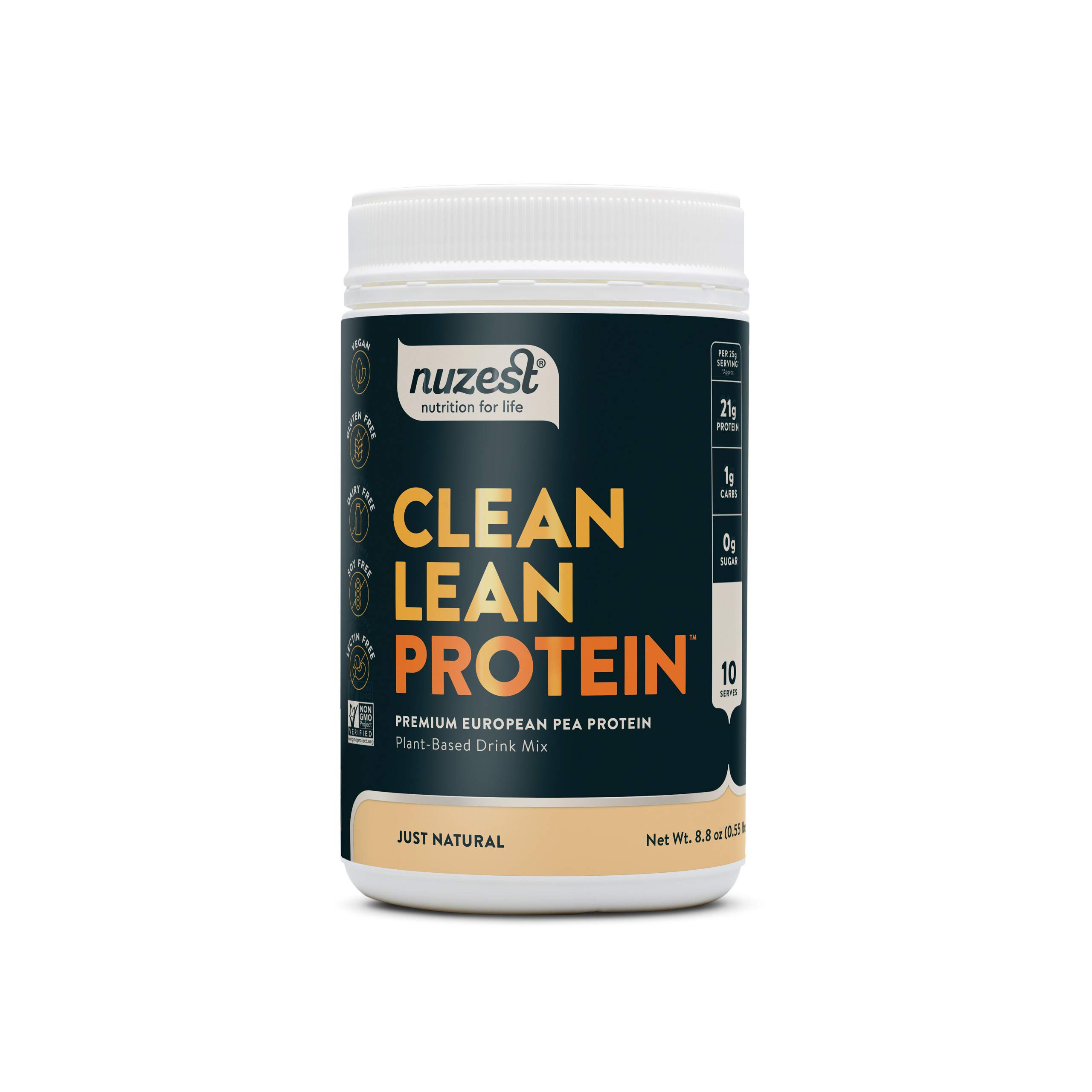 Nuzest - Pea Protein Powder - Clean Lean Protein, Premium Vegan Plant Based Protein Powder, Dairy Free, Gluten Free, GMO Free, Protein Shake, Just Natural (UNFLAVORED), 10 Servings, 8.8 oz