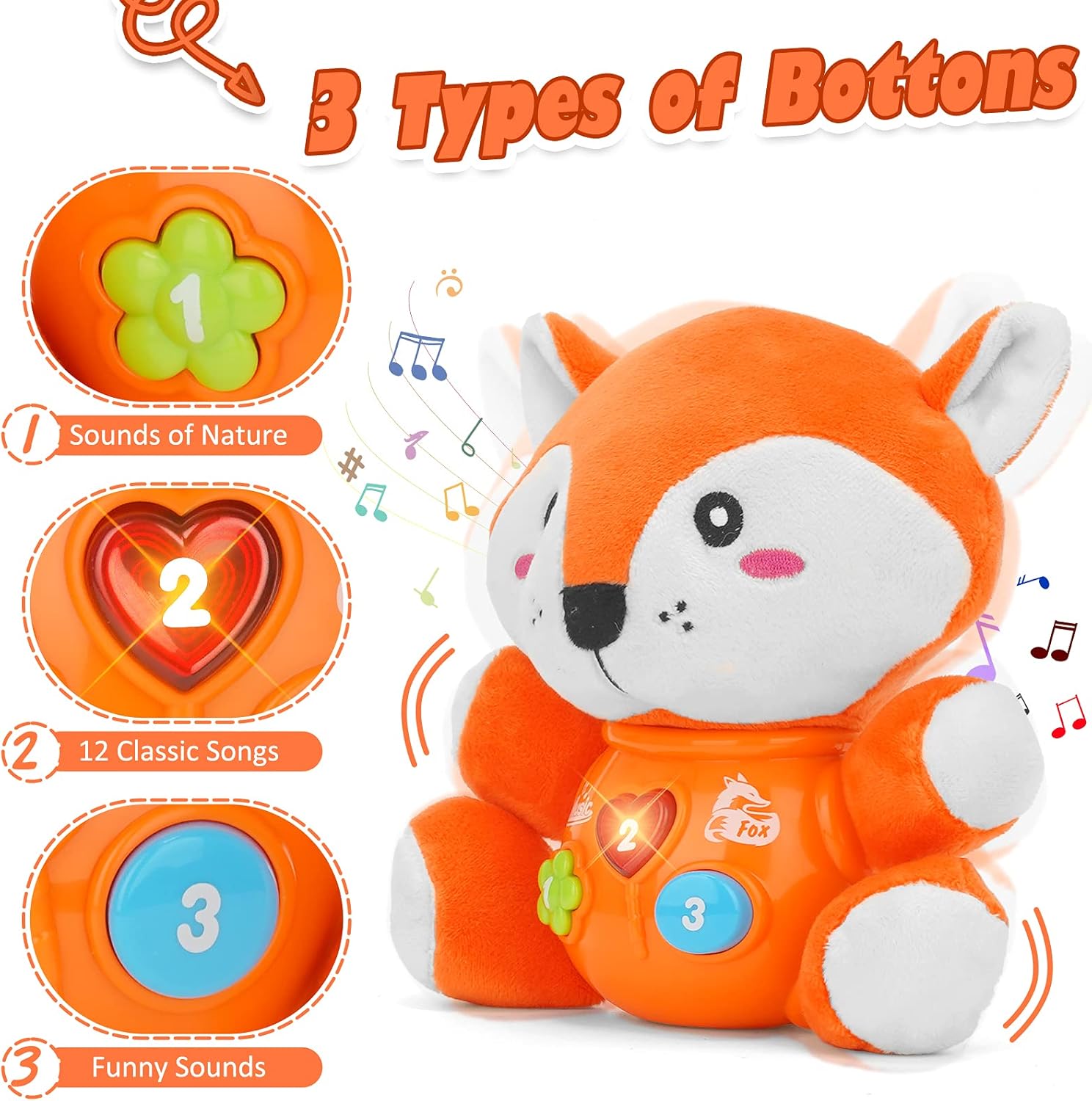 daboot Musical Baby Toys, Cute Fox Baby Newborn Toys for Toddlers Babies 0 3 6 9 12 Month, Infants Baby Toy for Girls and Boys Best Gift : Toys & Games