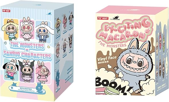 POP MART THE MONSTERS Plush Pentant Set, E 2 Types, Total 2 Pieces, The Monsters x Sanrio + Exciting Macaron