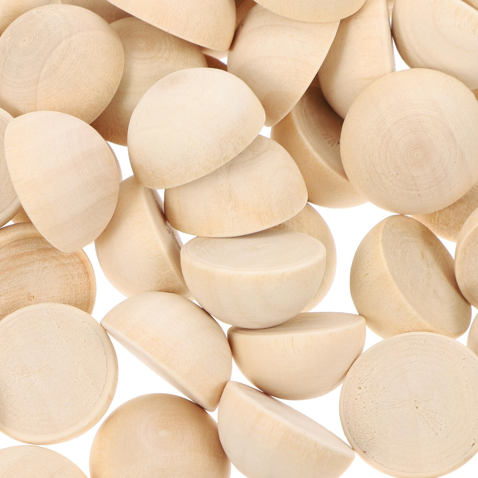 Bolas Semicirculares Medias Bolas de 20mm de Madera Natural 100 para Manualidades Piel Amable y Fáciles de Pintar para Regalos Hechos a Mano y Joyería