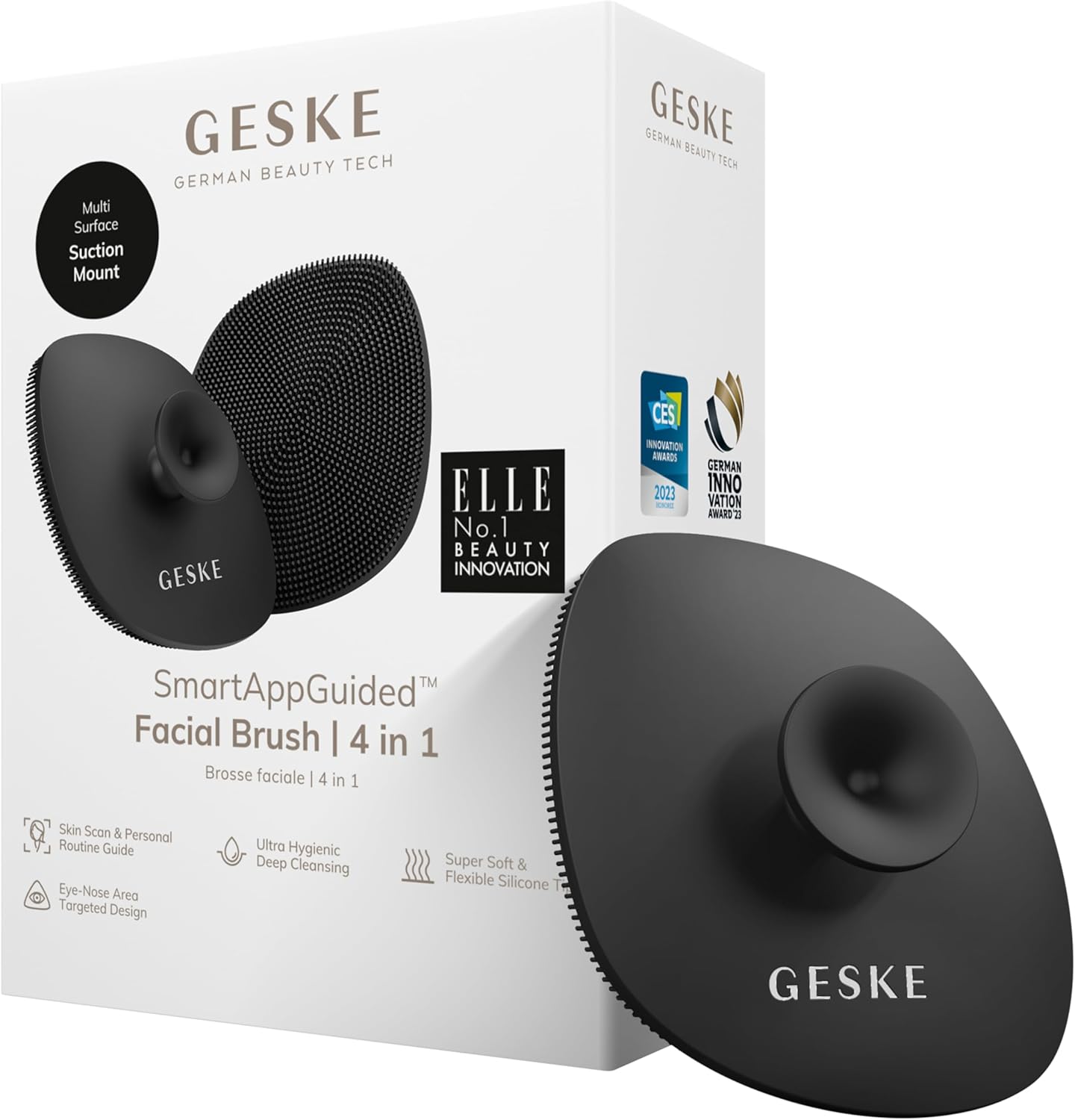 GESKE SmartAppGuided™ 4 en 1 | Brosse Faciale Professionnelle en Silicone Doux pour un Nettoyage Efficace