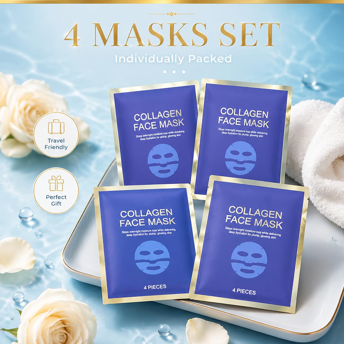 Collagen Face Mask, Deep Hydration, Refreshing And Light 4 Patch
