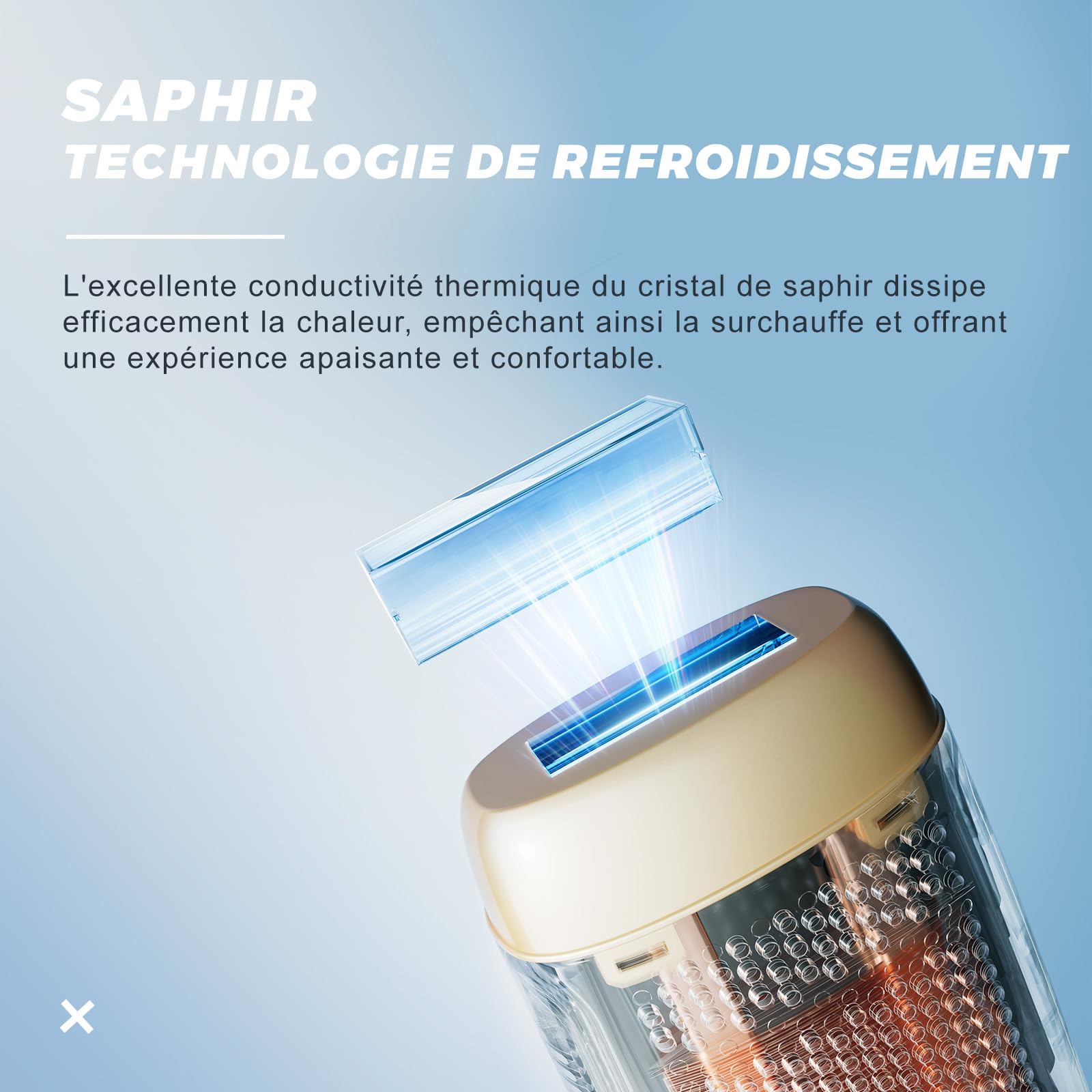 Smad Épilateur Lumière Pulsée, Épilateur IPL pour les Femmes et Hommes, Épilation Laser à Refroidissement Saphir, avec Lunettes de Protection, Rasoir et Adaptateurs