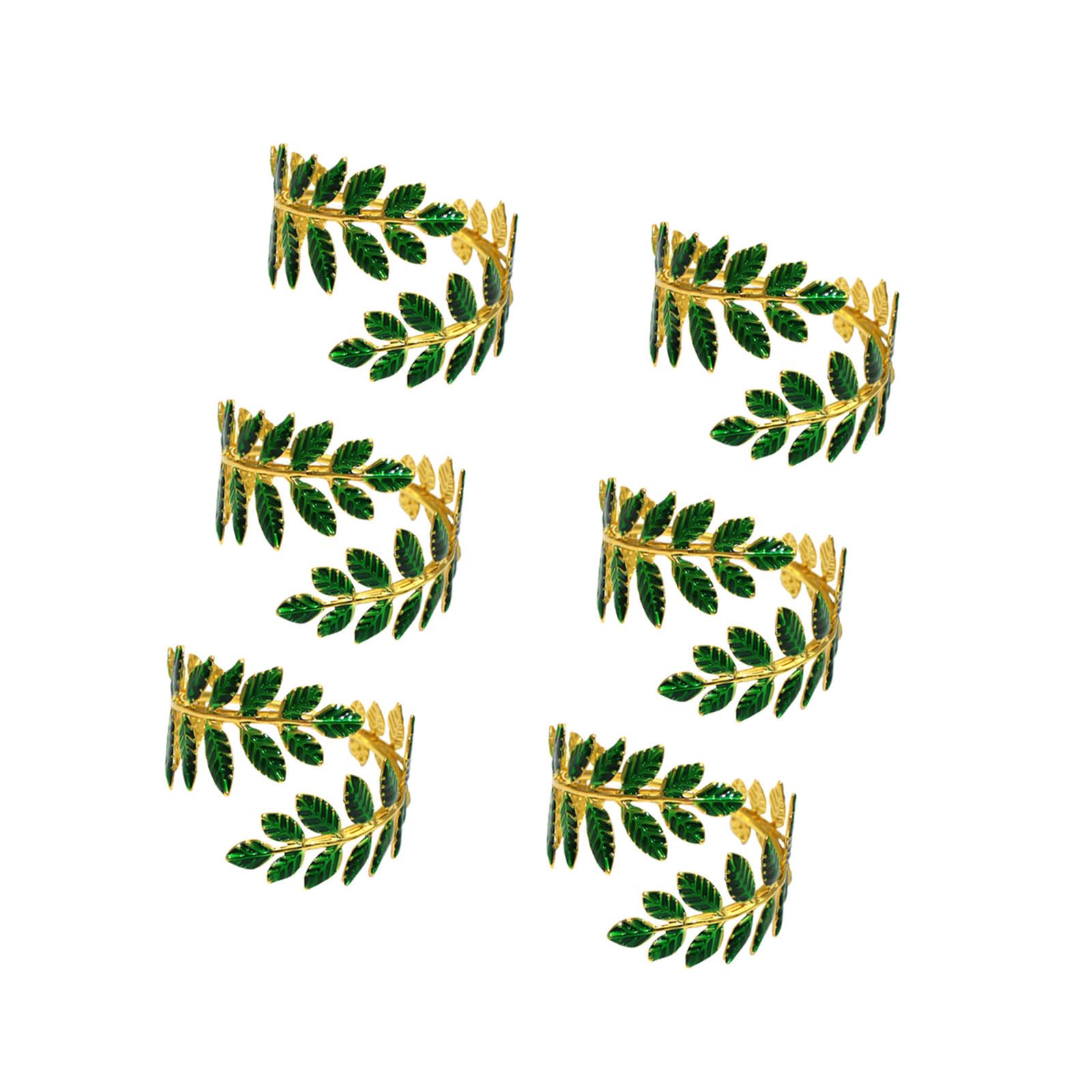 Tsophreniq Sophisticated Alloy Leaves Napkin Rings Holders Serviette Buckles Accessories for Formal and Casual Dining Alloy Green Leaves Shape Holders Elegant Rings Perfect