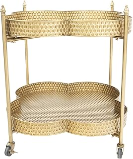 Creative Co-Op Vintage Clover-Shaped 2-Tier Hammered Metal Bar Cart with...