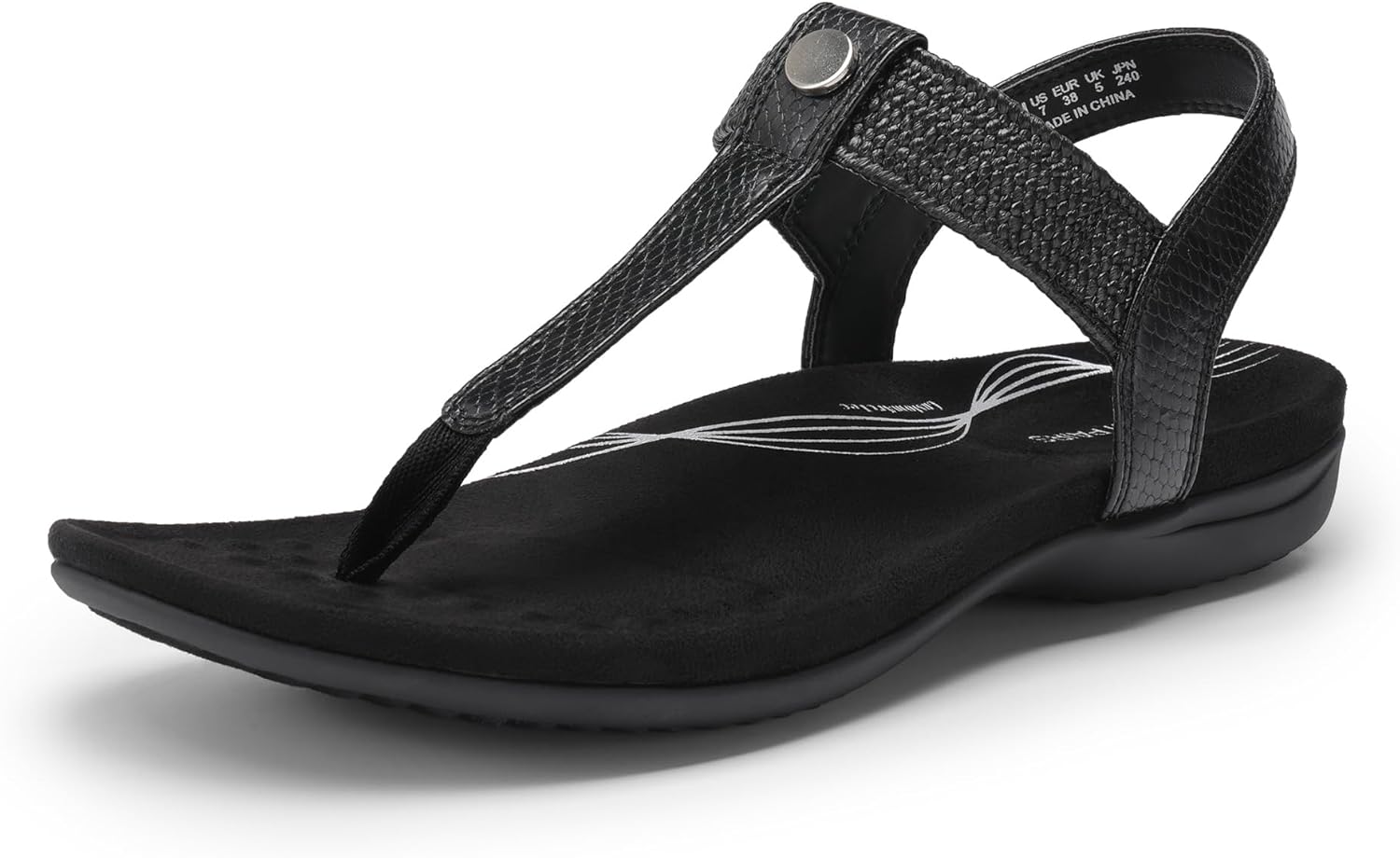 DREAM PAIRS Women's Arch Support T-Strap Sandals Comfortable Orthotic Flat Sandals Thong Sandals for Casual Summer Walking