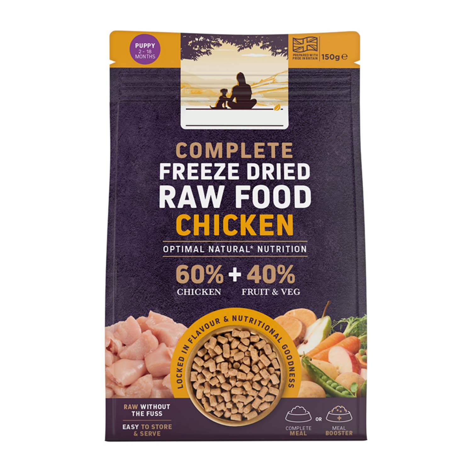 Complete Puppy Freeze Dried Raw Dog Food Chicken 150g - Freeze-dried Raw Dog Food Offers Easy, Room Temperature Storage and Serving Straight From the Bag - Supports Digestion, Skin, Coat, and Immunity