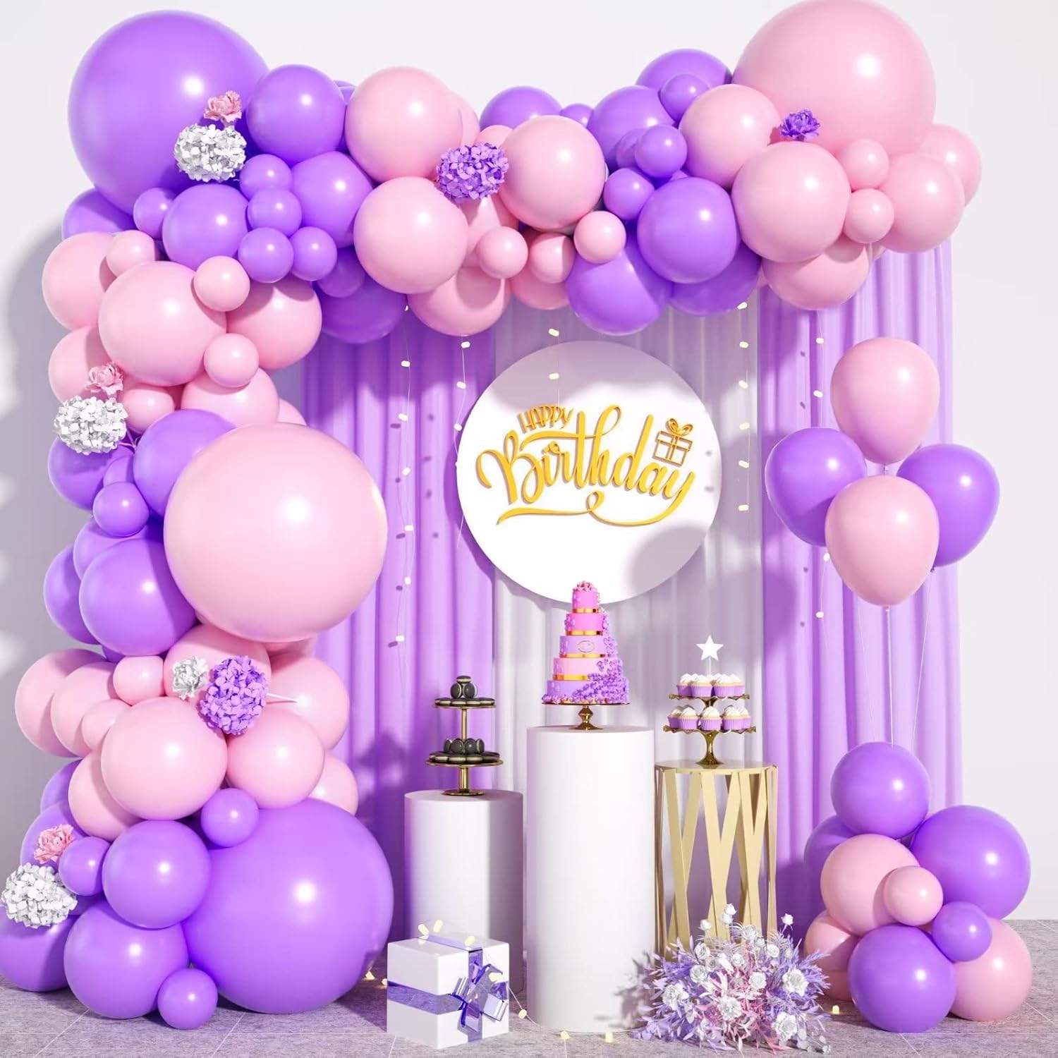 Pink Black Balloon Arch Kit, Pastel Hot Pink Black Dot Balloon Garland With Bow Heart Foil Balloons, Pink And Black Balloons For Birthday Wedding Party Decor - View #2