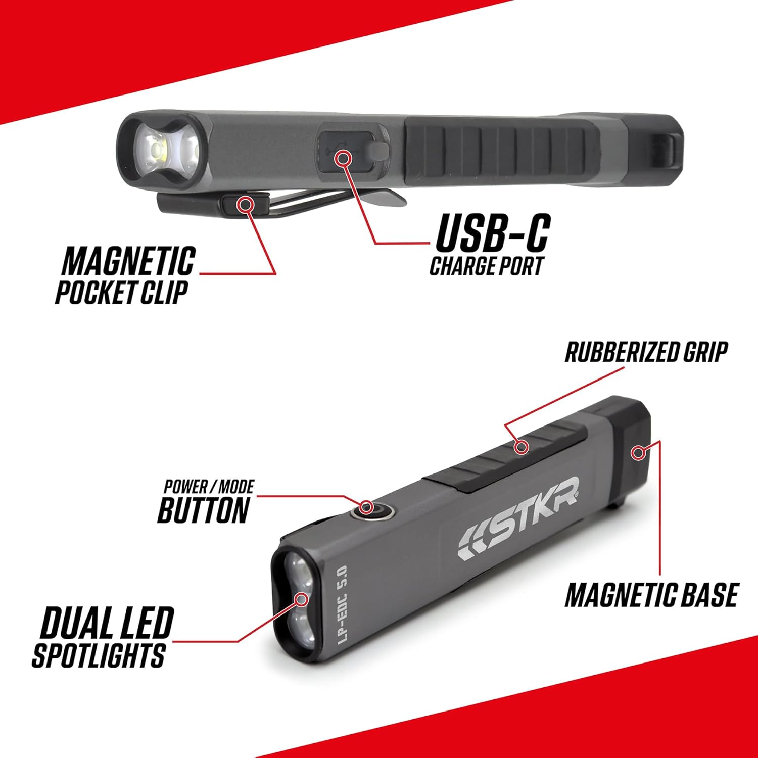 STKR Concepts LP-EDC 5.0 Low Profile Spotlight Flashlight - 500 lumens