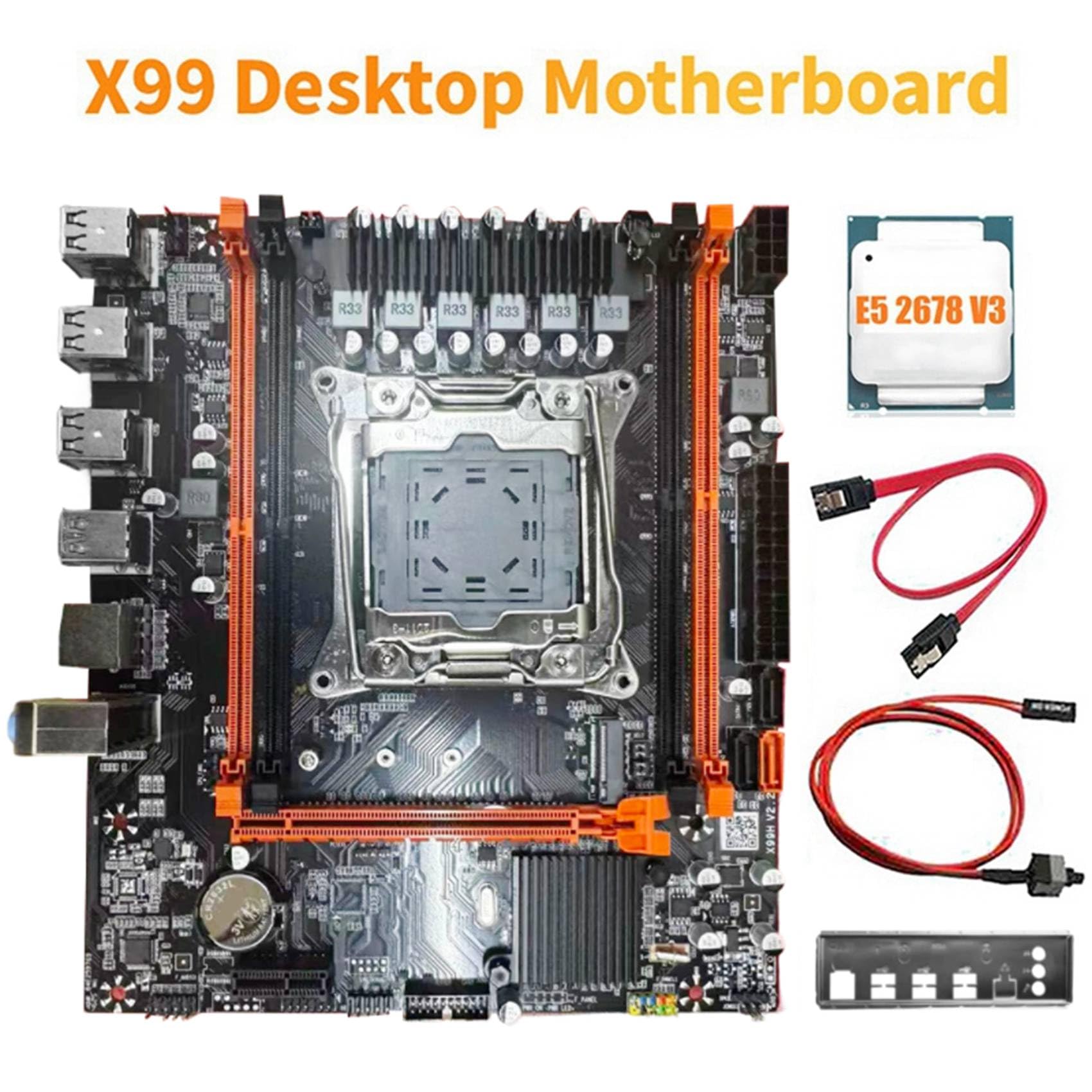M. 2 PCIE SATA3.0 X99H płyta główna do komputerów stacjonarnych + procesor E5 2678 V3 B85 LGA2011-3 4X DDR4 REG ECC RAM gniazda X99 płyta główna do gier