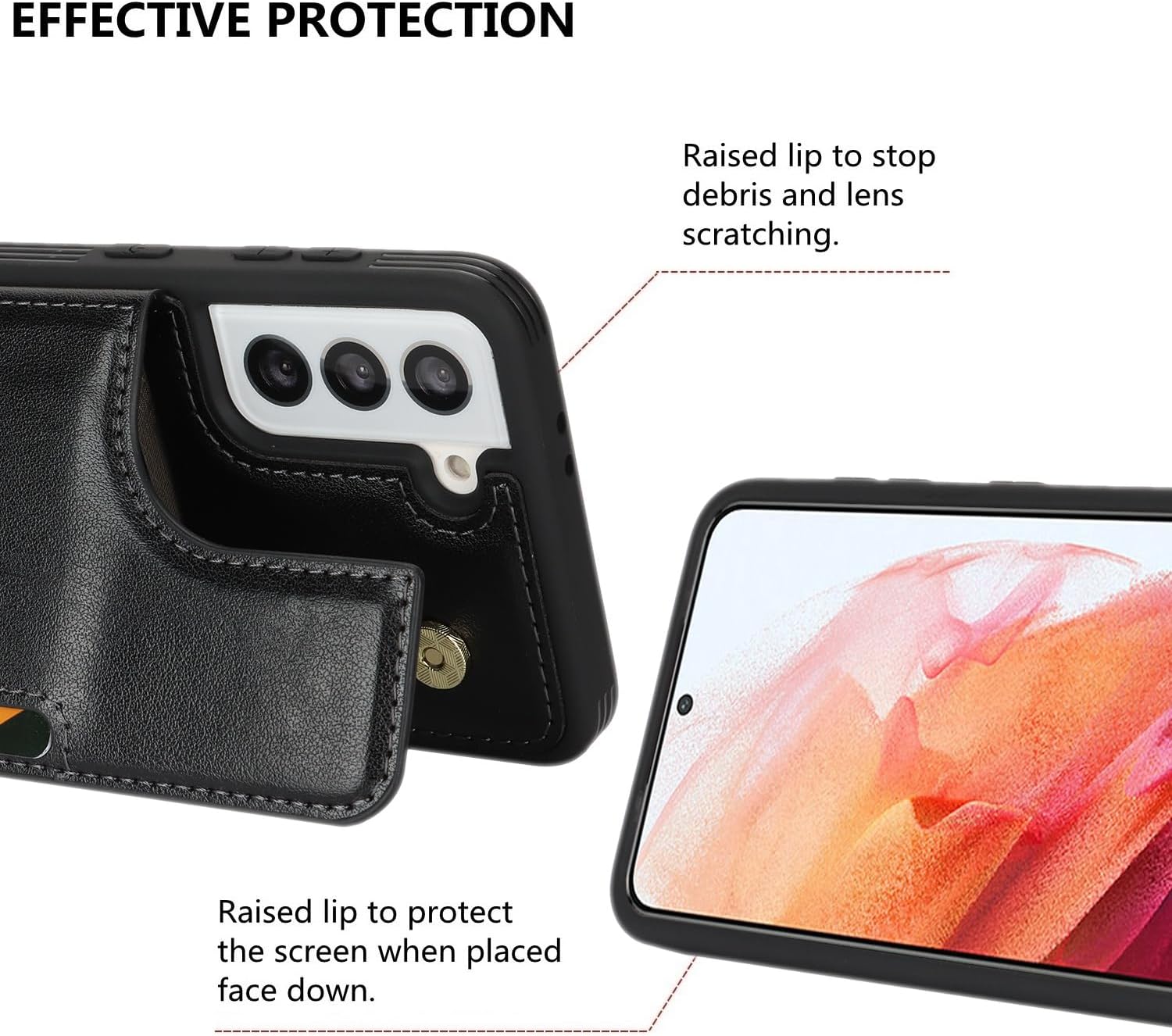 iCoverCase Compatible with Samsung Galaxy S21 FE Case with Card Holder, S21 FE Wallet Case for Women Men [RFID Blocking] PU Leather Protective Phone Case for S21 FE 5G (Black) - Image 6