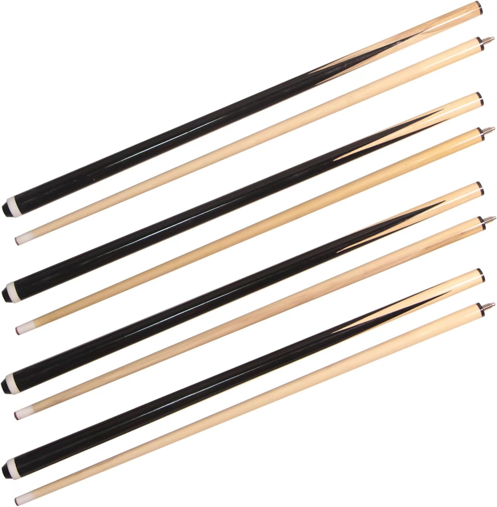 Pool Cues 2-Piece 58 Inch House Bar Billiard Cue Sticks 19oz - 21oz 13mm Glue-on Tips Hardwood Wooden Cues Set of 2 / Set of 4 / Set of 6