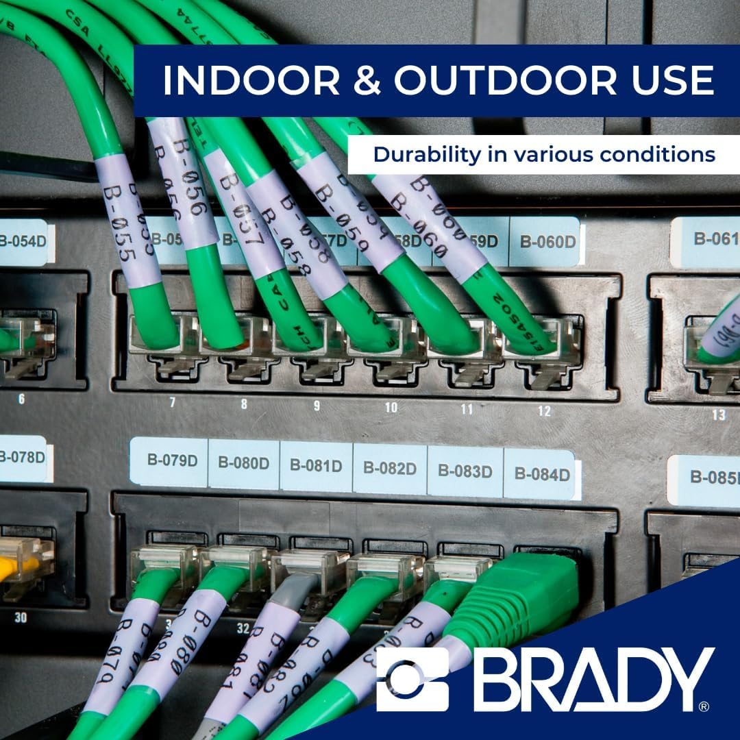 Brady Selbstlaminierendes Vinyl-Vorgefertigte Etiketten für Etikettendrucker BMP51/BMP53/M511-80 Klebeetiketten - Schwarz auf Weiß, Transparent (38,10 mm (B) x 63,50 mm (H)) - M5-116-427