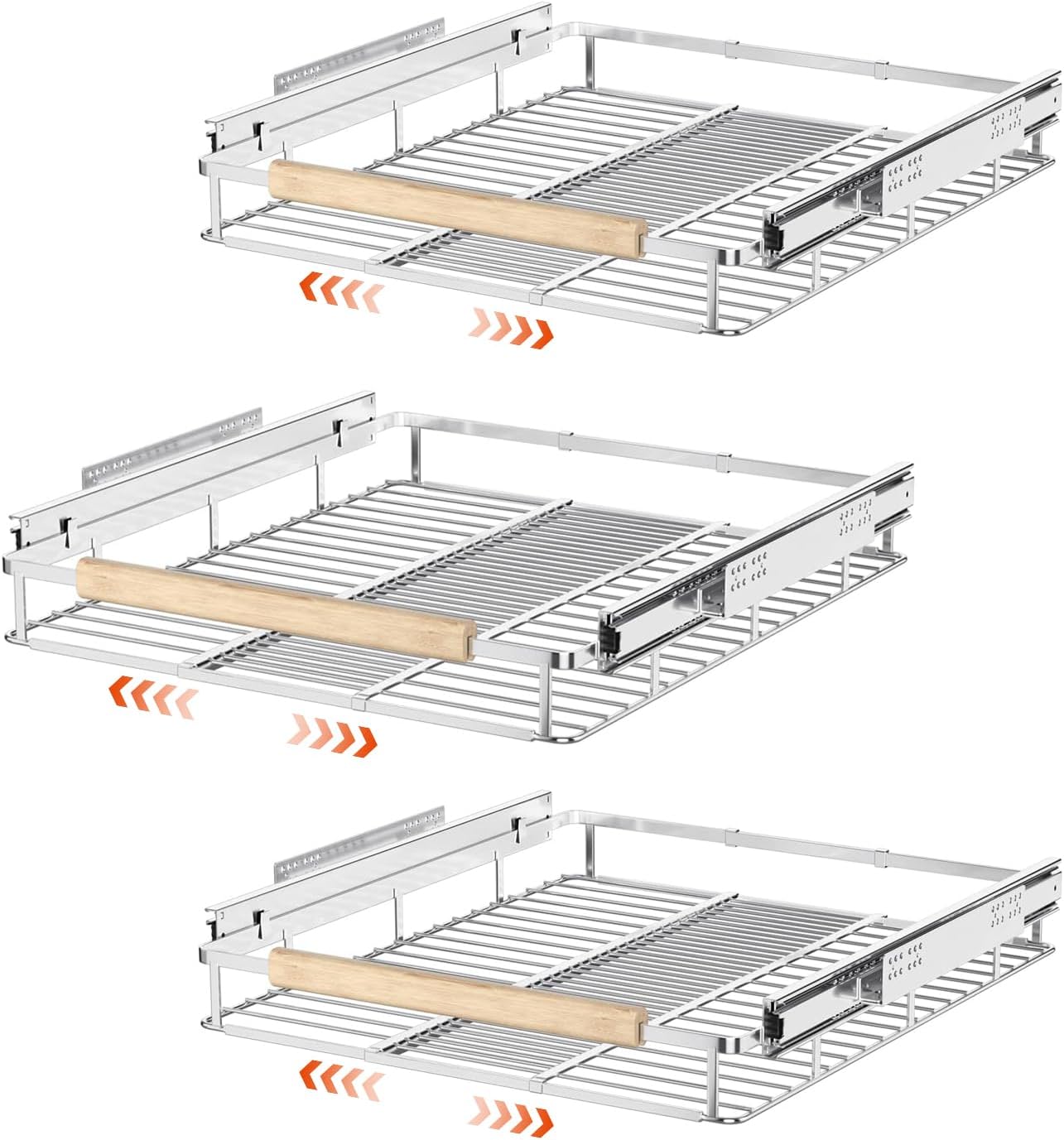 SANNO Pull Out Cabinet Organizer, Cabinet Slide Out Shelf, Pots Pans Organizers Shelves with Sliding for Cupboard Pantry Under Sink Closet, Expandable Width 17.1to 27" W x 22.5" D