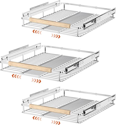 Miniatura 10 de SANNO Organizador de gabinete extraíble expandible para cocina, estante deslizante debajo del fregadero, estantes de cajón expandibles con