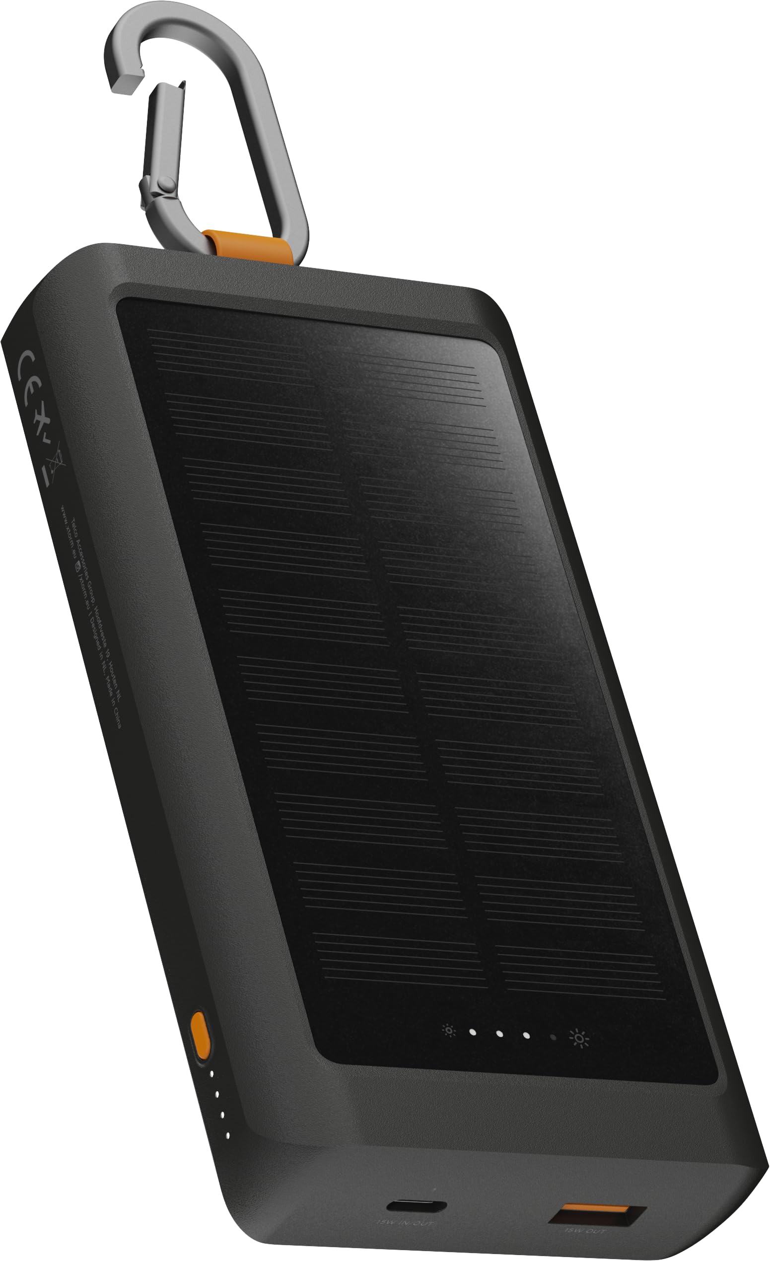 Xtorm Go2 Series Batterie externe solaire 10000 mAh – Noir, lampe de poche LED et affichage du statut