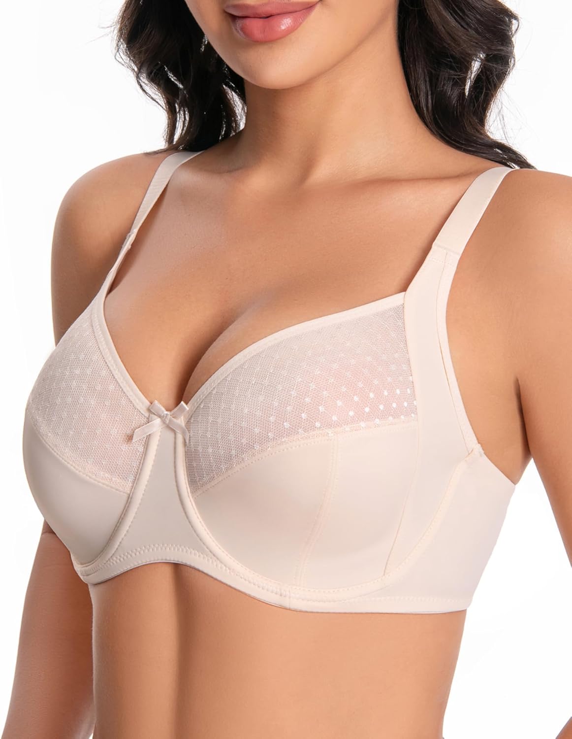 Women's Everyday Bra Underwire Lace Unpadded Push Up Bra Full Coverage for Plus Size Big Bust