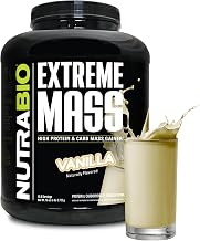 NutraBio Extreme Mass Gainer Protein Powder, 53G Protein, Clean Weight Gainer, Increase Muscle Mass, Full Spectrum Amino Acid - Vanilla, 6 Pound